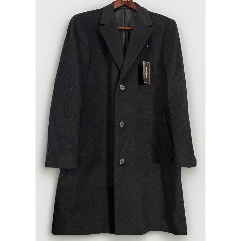 NEW Weatherproof Garment Co Button Jacket Black Coat Lined Wool Sz 42 Long $249